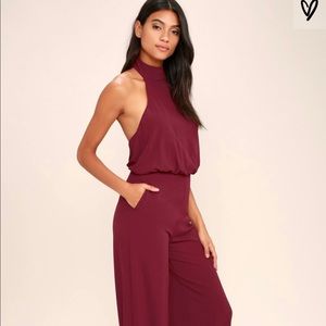 Moment for Life Wine Red Halter Jumpsuit